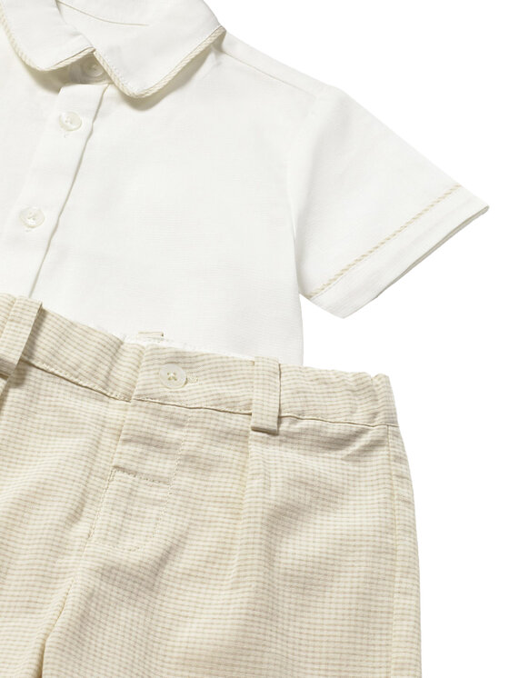 Mayoral Mayoral Completo camicia e pantaloncini 1225 Beige Regular Fit
