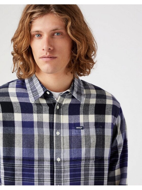 Wrangler Wrangler Koszula 1 PKT SHIRT Fioletowy Regular Fit