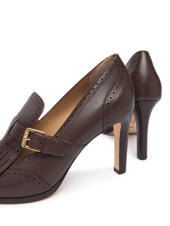 LAUREN RALPH LAUREN LAUREN RALPH LAUREN Pantofi Colleen Perforated Calfskin Kiltie Pump 802P02364004 Maro închis
