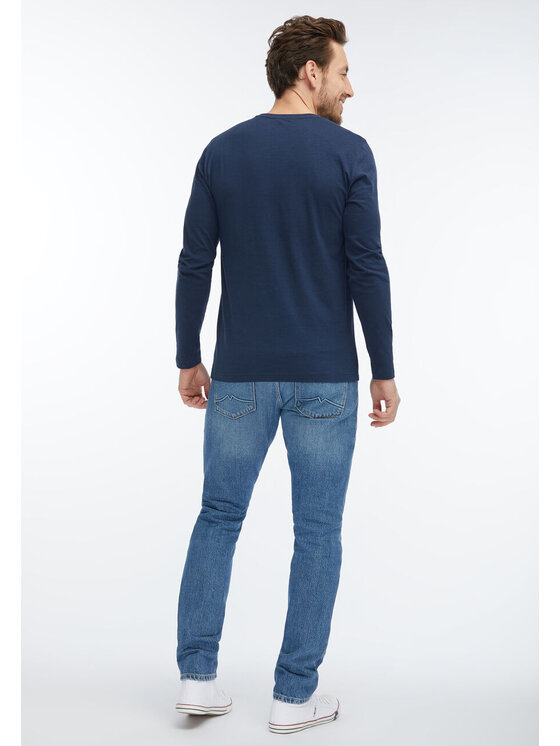 Mustang Mustang T-Shirt SLUB LONGSLEEVE Niebieski Regular Fit