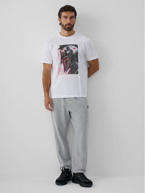 4F 4F T-Shirt STUDIO 4F Biały Regular Fit