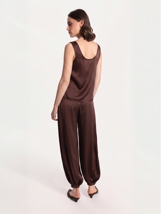 Cat&Cat Cat&Cat Top jedwabny basic Hnědá Regular Fit