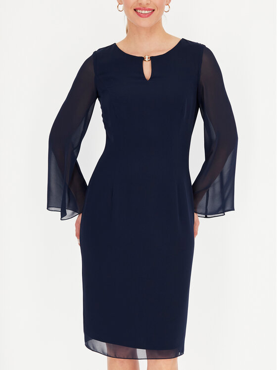 Potis & Verso Potis & Verso Sukienka elegancka Gabriella Granatowy Slim Fit