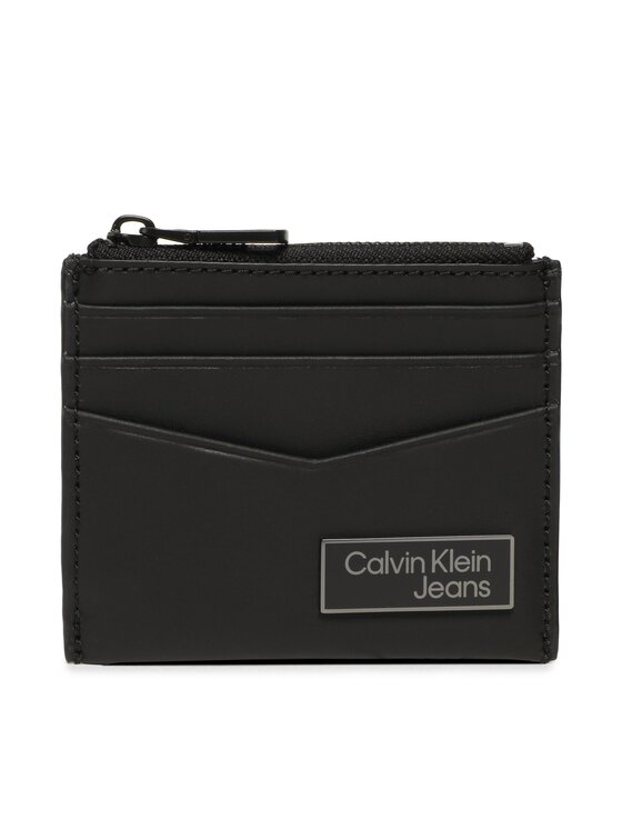 Etui pentru carduri Calvin Klein Jeans Logo Plaqueid Cardholder W/Zip K50K510130 Negru