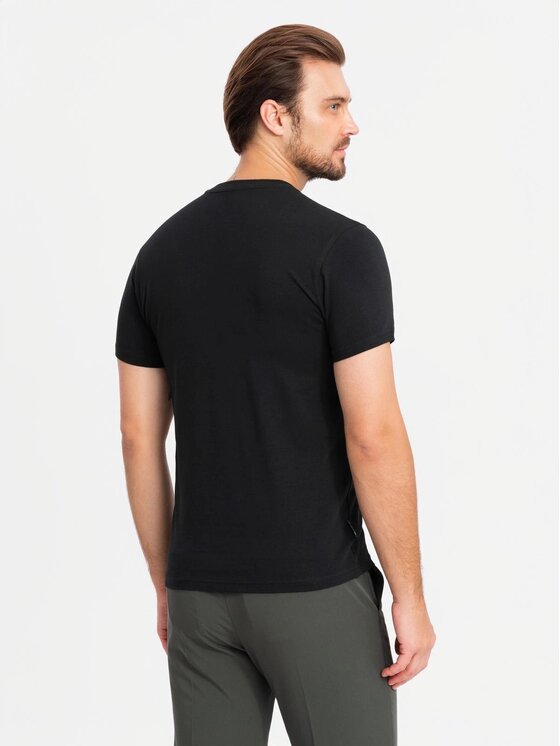 Ombre Ombre T-Shirt OM-TSCT-0220 Czarny Slim Fit