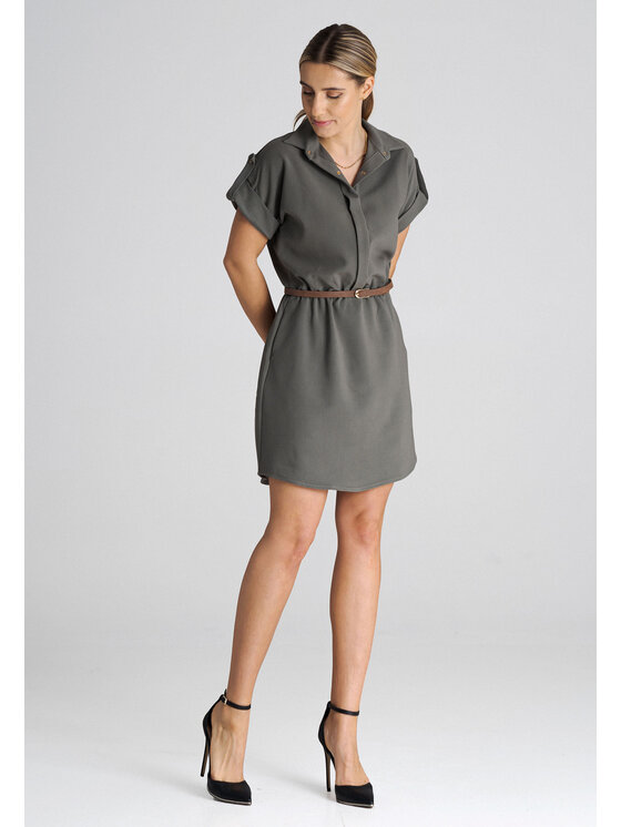 FIGL FIGL Sukienka codzienna M1001 Khaki Regular Fit