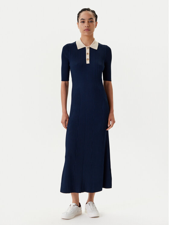 Tommy Hilfiger Tommy Hilfiger Trikotažinė suknelė WW0WW47216 Tamsiai mėlyna Slim Fit