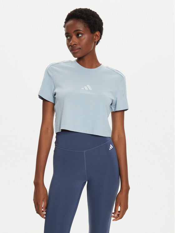 Női Póló adidas, Méret: L, Kék, ALL SZN 3-Stripes IY6846