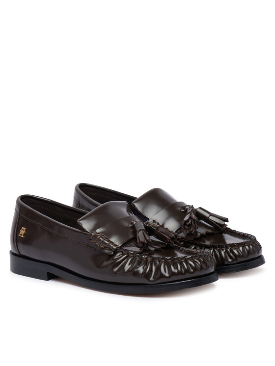 Tommy Hilfiger Tommy Hilfiger Čevlji brez vezalk Tassel Abrasivato FW0FW09460 Temno rjava