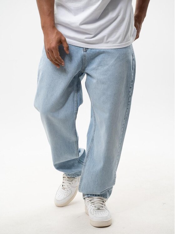 Jigga Wear Jigga Wear Jeansy Spodnie Jeansowe Baggy Męskie Sprane Jasne Niebieskie Jigga Wear Crown L Niebieski Baggy Fit