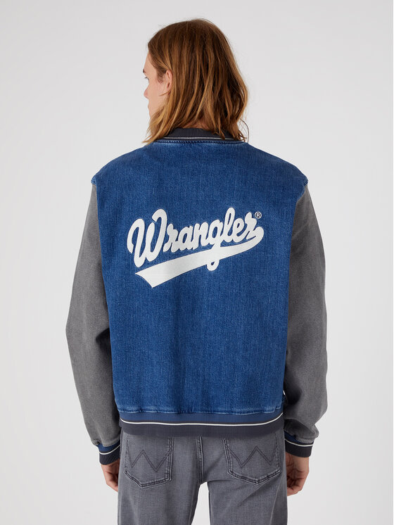 Wrangler Wrangler Kurtka bomber Baseball W48272Z90 112331618 Niebieski Regular Fit