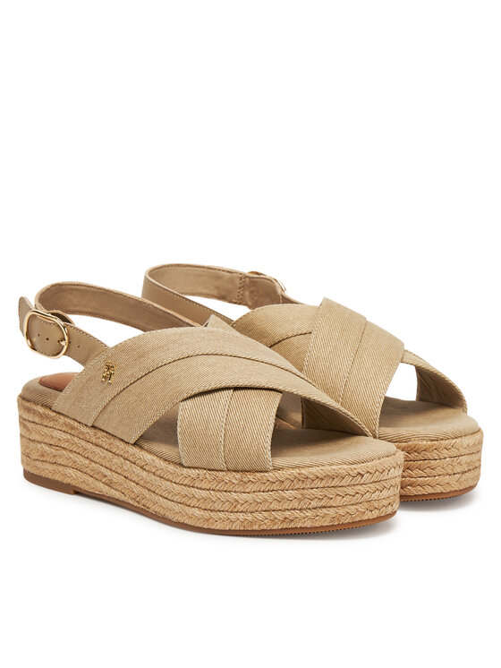 Tommy Hilfiger Tommy Hilfiger Espadrile Denim Espadrille Platform Sandal FW0FW08669 Bej