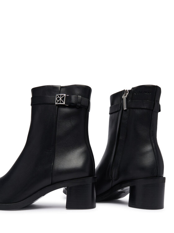Calvin Klein Calvin Klein Botki Block Heel Ank Boot Lth Hdw HW0HW03171 Czarny