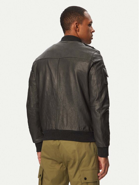 Aeronautica Militare Aeronautica Militare Μπουφάν δερμάτινο 261PN5055U100839 Μαύρο Regular Fit