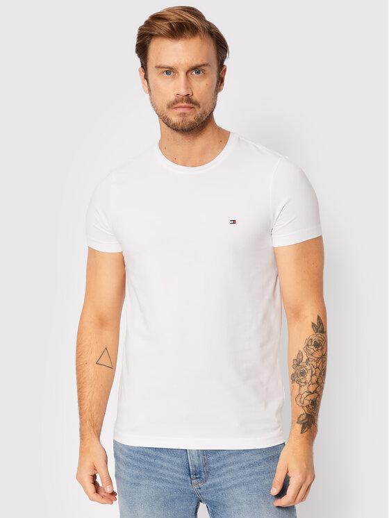 Tommy Hilfiger Tričko Core Stretch MW0MW27539 Biela Slim Fit