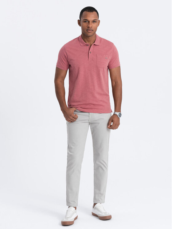 Ombre Ombre Kalhoty z materiálu OM-PACP-0151 Šedá Fitting Fit