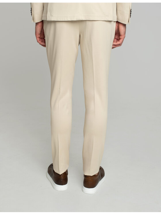 Borgio Borgio Spodnie garniturowe cintano Beżowy Slim Fit