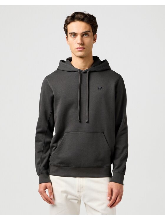 Wrangler Wrangler Bluza SIGN OFF HOODIE Czarny Regular Fit