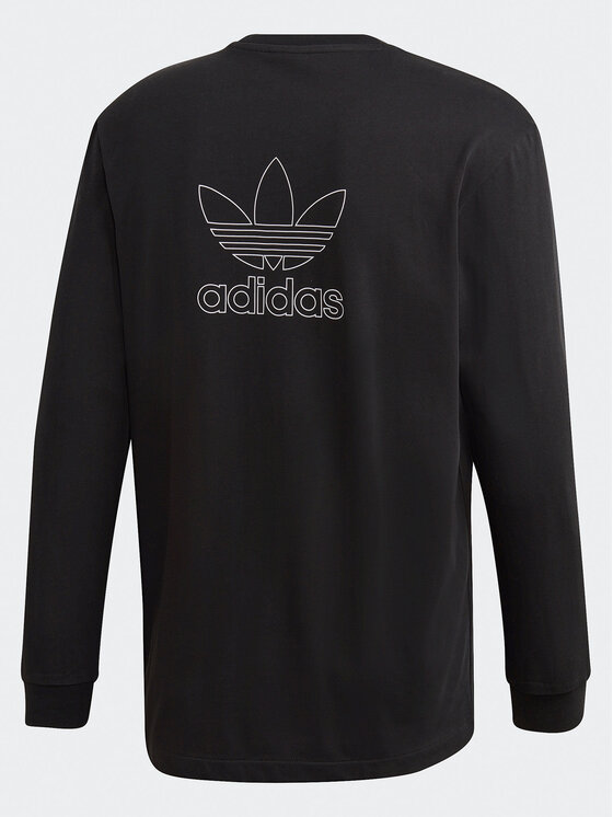 adidas T Shirt Back Front Print Trefoil Long Sleeve T Shirt GE0859 Schwarz Regular Fit Modivo