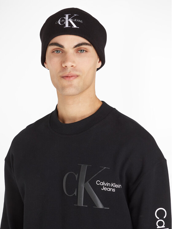 Calvin Klein Jeans Embro K50K511160 Monologo Čepice Černá Beanie