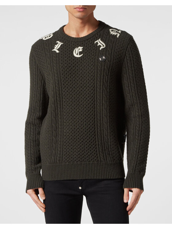 PHILIPP PLEIN PHILIPP PLEIN Longsleeve 9751 Zielony Regular Fit