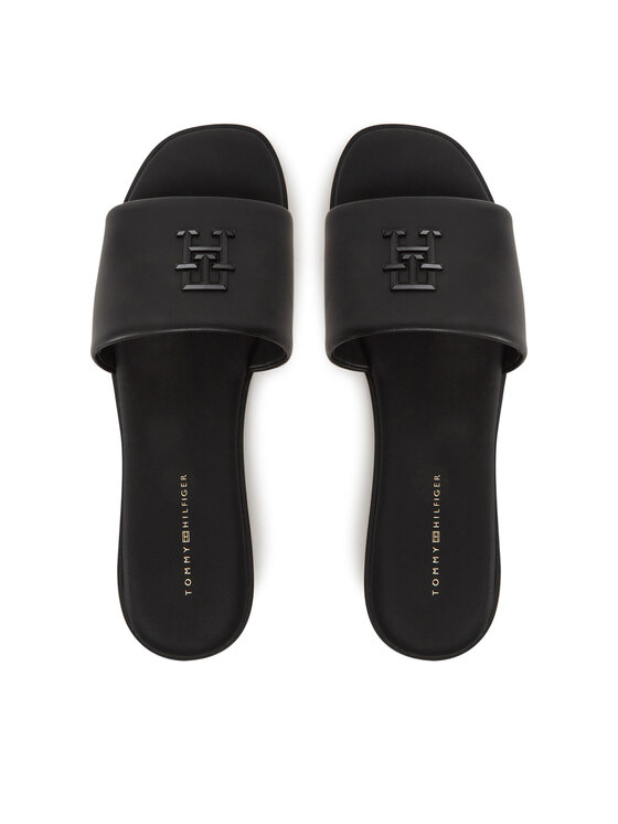 Tommy Hilfiger Tommy Hilfiger Şlapi Th Logo Hardware Leather Mule FW0FW08806 Negru