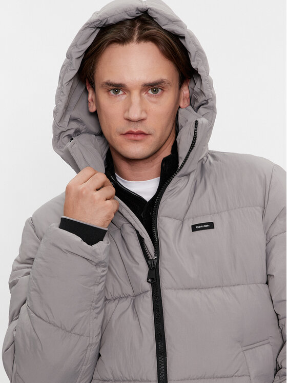 Calvin Klein Calvin Klein Зимно яке Crinkle K10K110336 Сив Regular Fit