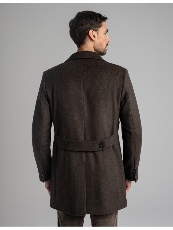 Borgio Borgio Płaszcz wełniany sortino_br2 Brązowy Slim Fit