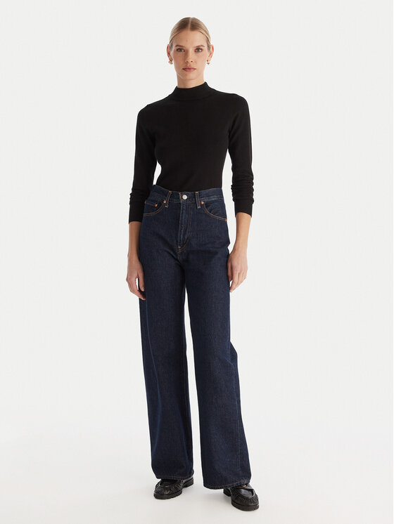 ACCESS FASHION ACCESS FASHION Bluză cu gât 54-8074 Negru Slim Fit