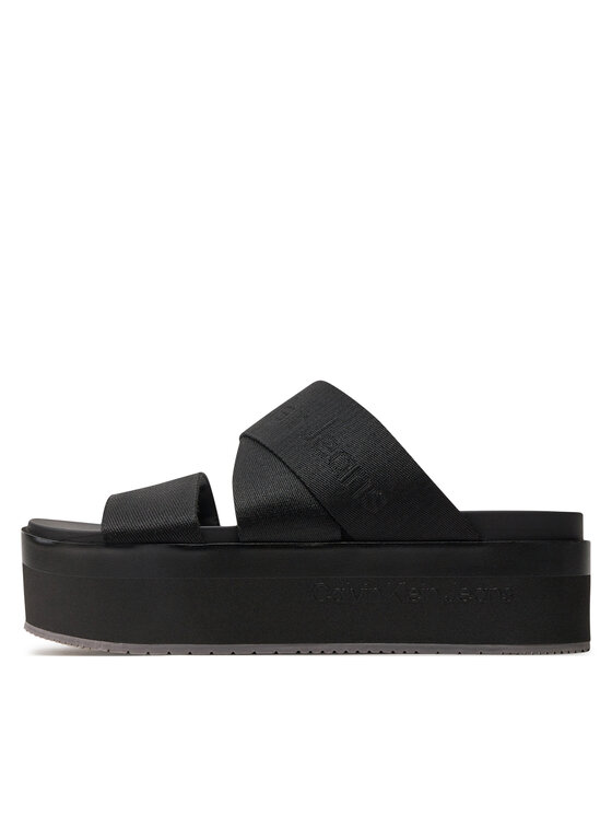 Calvin Klein Jeans Calvin Klein Jeans Natikači Flatform Sandal Webbing In Mr YW0YW01361 Črna