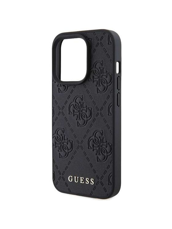 Guess Guess Etui na telefon Leather 4G Stamped Czarny