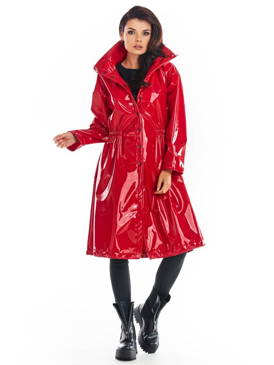 Awama Awama Płaszcz A382 Czerwony Basic Fit