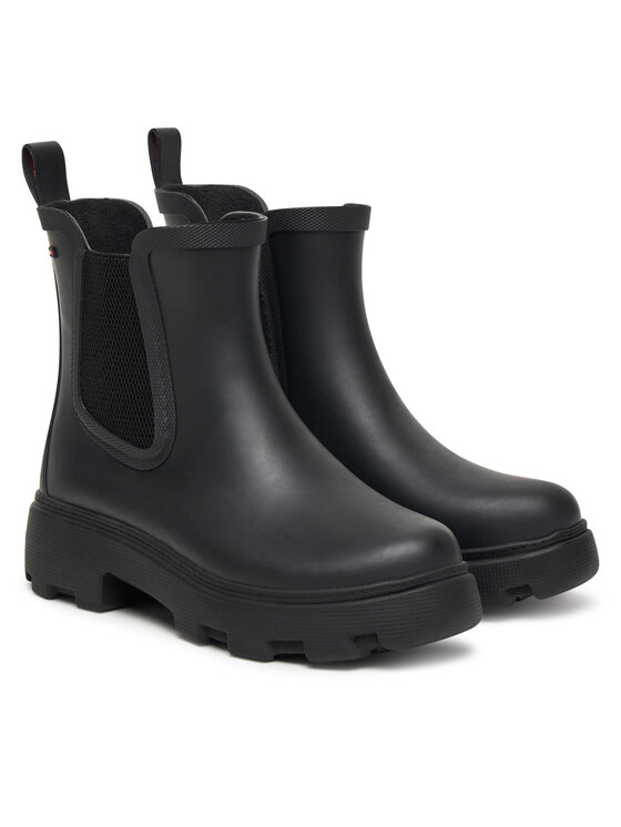 Tommy Hilfiger Tommy Hilfiger Гумени ботуши Flag Ankle Warm Lining FW0FW08974 Черен
