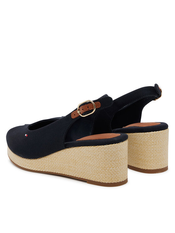 Tommy Hilfiger Tommy Hilfiger Sandale Flag Mid Wedge Espad Slingback FW0FW08595 Tamnoplava