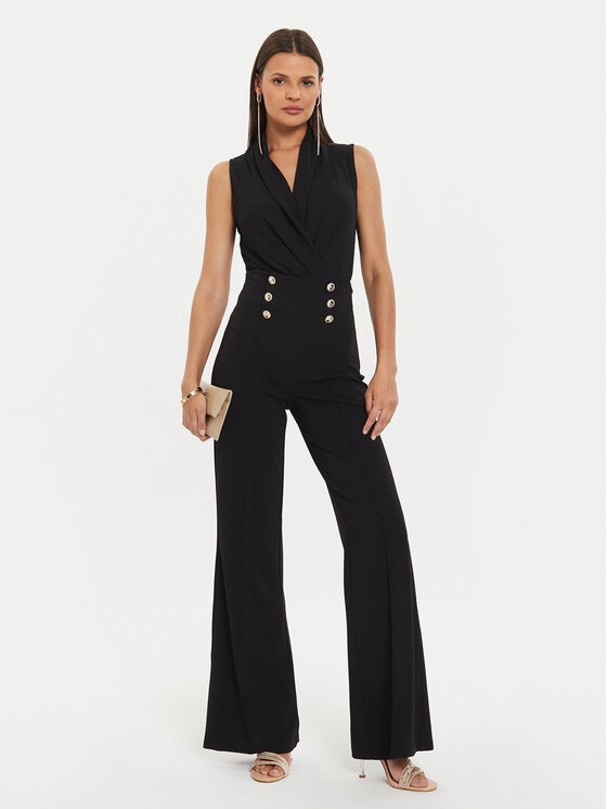 Rinascimento Rinascimento Medžiaginės kelnės CFC0019595002 Juoda Regular Fit