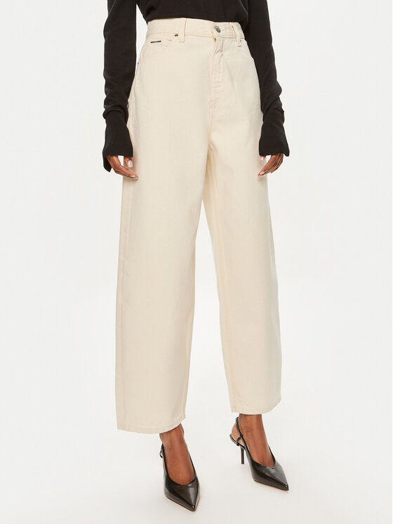 Calvin Klein Calvin Klein Jeans hlače K20K207270 Écru Wide Leg