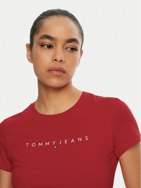 Tommy Jeans Tommy Jeans T-Shirt Linear DW0DW18398 Κόκκινο Slim Fit