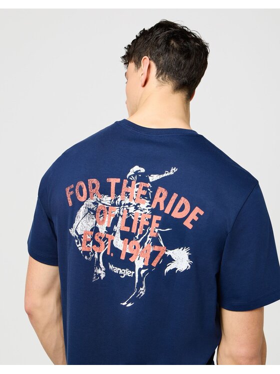 Wrangler Wrangler T-Shirt GRAPHIC TEE Niebieski Relaxed Fit