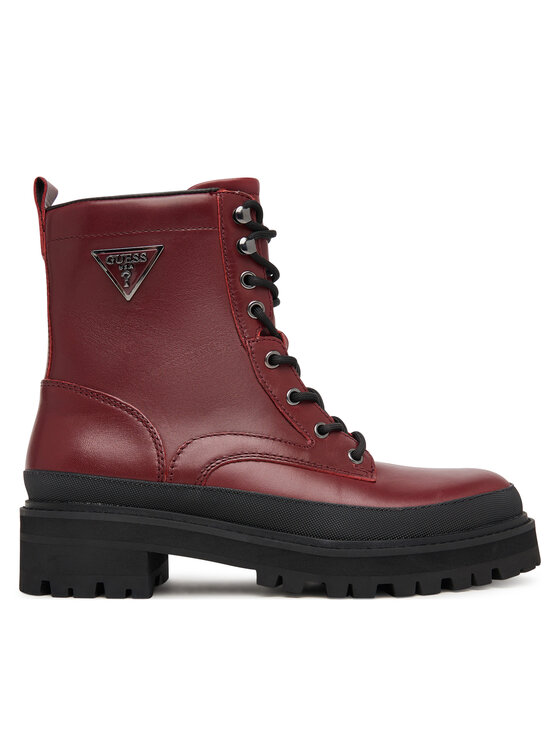 Guess Botki FLFB2D LEA10 Bordowy