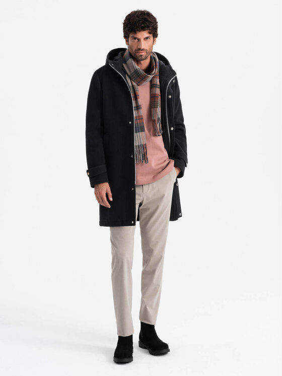 Ombre Ombre Kabát OM-COWC-22FW-005 Černá Regular Fit
