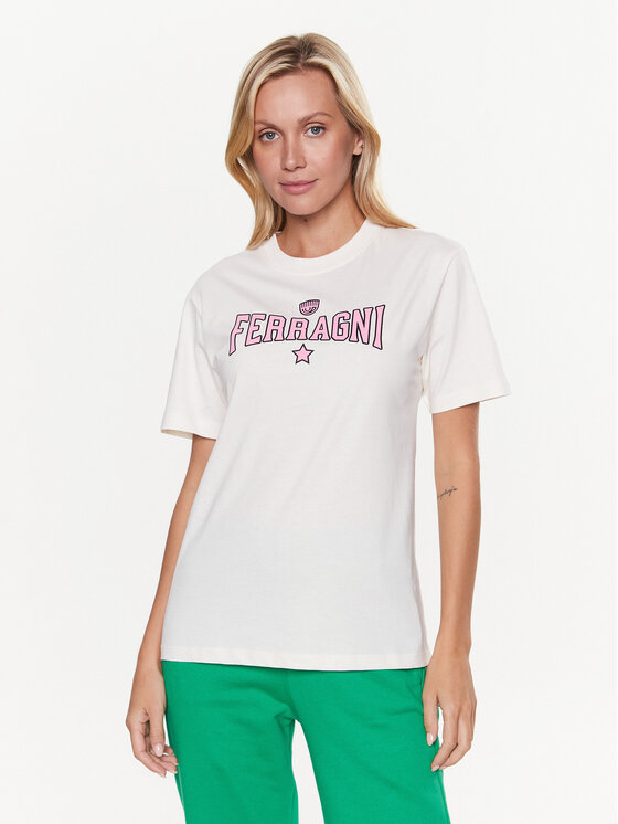 Chiara Ferragni Majica 74CBHT02 Écru Regular Fit