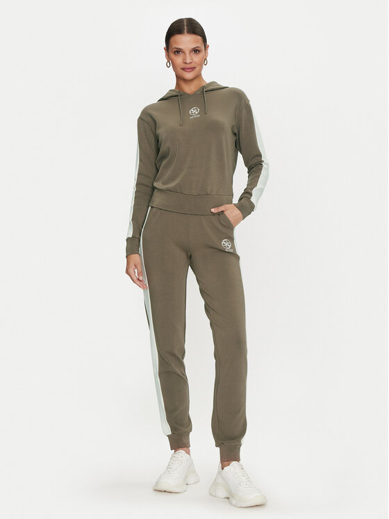 Guess Guess Džemperis ar kapuci Elea V4YQ02 KCDN0 Haki Relaxed Fit