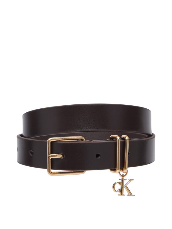 Calvin Klein Calvin Klein Колан Monogram Charm Keeper Belt 25Mm LV04F7086G Тъмнокафяв