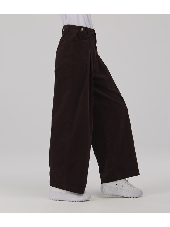 Lee Cooper Lee Cooper Spodnie materiałowe GAJA Brązowy ciemny Wide Leg