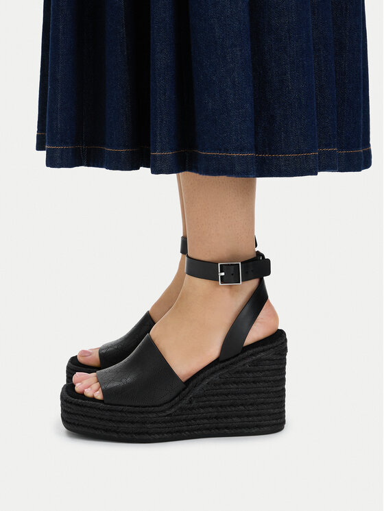 Calvin Klein Espadrile Wedge Espad 70 Aop Lth HW0HW03138 Negru
