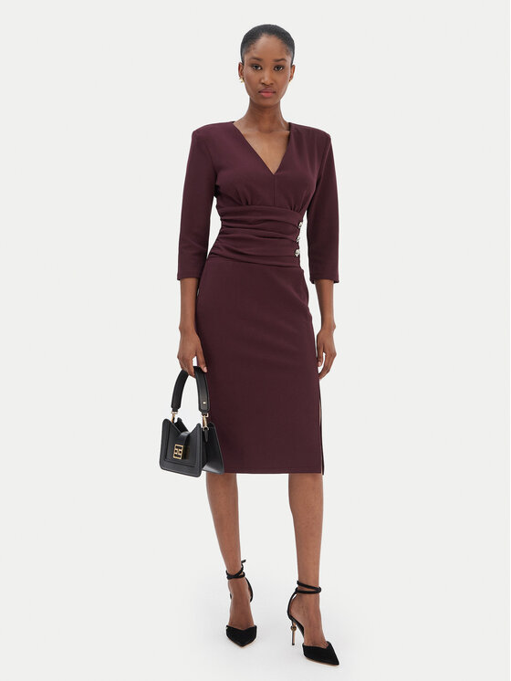 Rinascimento Rinascimento Abito da cocktail CFC0020161002 Bordeaux Slim Fit