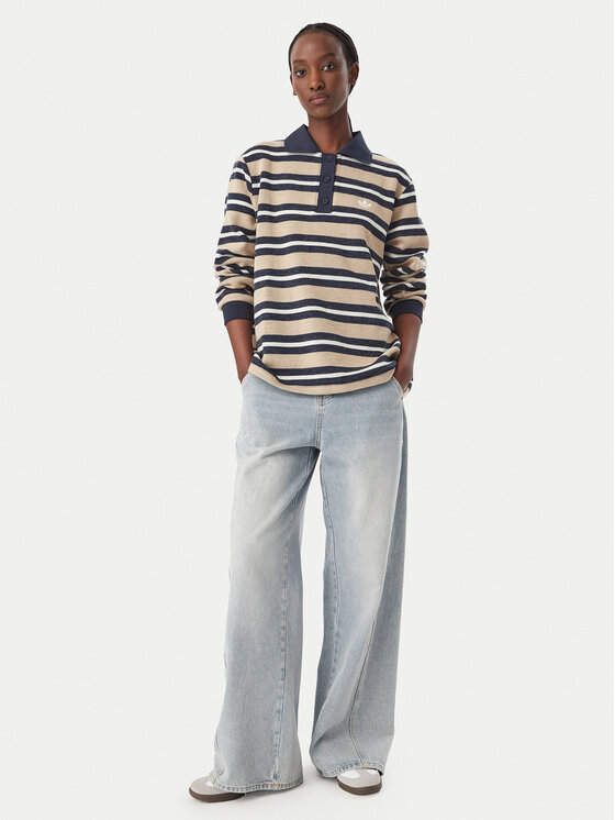 adidas adidas Bluza Stripe Knitted Polo Top LG3946 Beżowy Regular Fit