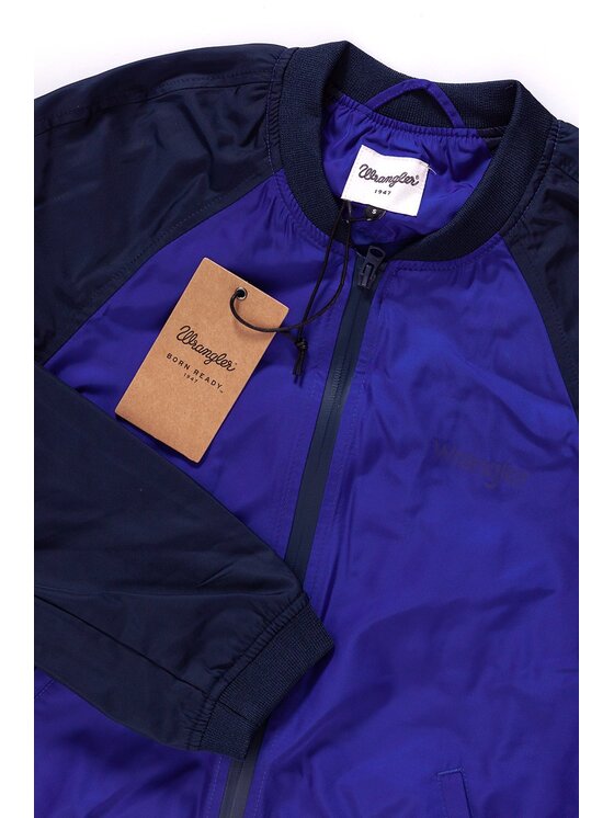 Wrangler Wrangler Kurtka przejściowa BOMBER Niebieski Slim Fit