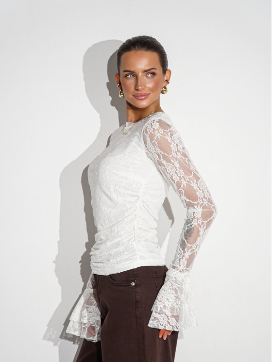 LilaLou LilaLou Bluzka Amore Biały Regular Fit
