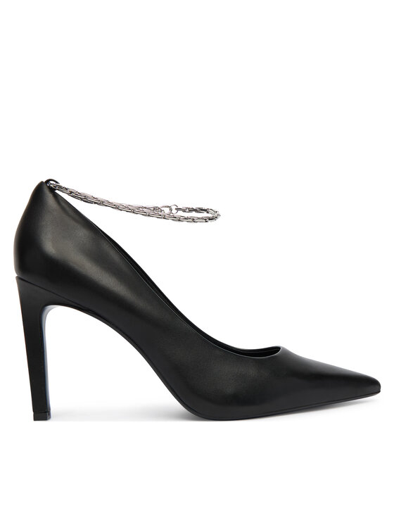 Calvin Klein Calvin Klein Обувки на ток Ess Stiletto Hdw Chain Lth 90 HW0HW02718 Черен
